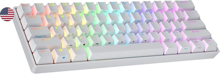 N60 Nova Clavier Mécanique de Jeu 60% | Hot Swap Gaming Keyboard | 61 Touches Programmables | RGB LED | Mac, PC Windows | QWERTY ANSI US (Blanc, Gateron Yellow)