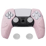 playvital Mecha Edition Cherry Blossoms Pink Ergonomic Controller Silicone Case Grips for ps5, Rubber Protector with Thumbstick Caps for ps5 Controller – Compatible with Charging Station