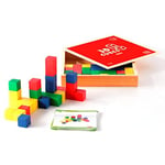 Edufun- Pédagogie Montessori-Les Cubes 3D-Jeu de Construction en Bois et Ses Fiches de Travail, EF 31370, Multicolore