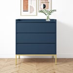 https://furniture123.co.uk/Images/ZIN006_3_Supersize.jpg?versionid=2 Navy Blue Modern Chest of 3 Drawers with Legs - Zion