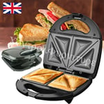 Toastie Maker 2 Slice Sandwich Toaster Machine Non-Stick Easy Clean 750W UK