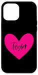 Coque pour iPhone 12 Pro Max Pink Taylor Prénom Cœur Amour Femme Fille Amie Personnalisé