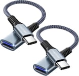 Adaptateur USB C vers USB 3.0 OTG, 2 Paquet USB C Mâle vers USB 3.0 Femelle OTG Câble Thunderbolt3 on The Go pour iPhone 16/15 Pro Max Plus, Samsung Galaxy S23/S22/S21/S20/S23 Ultra