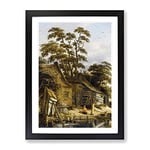 Roelof Van Vries Cottage On A River Classic Painting Framed Wall Art Print, Ready to Hang Picture for Living Room Bedroom Home Office Décor, Black A3 (34 x 46 cm)