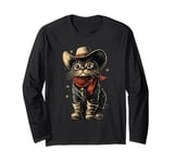 Black Cat in Cowboy Boots Long Sleeve T-Shirt