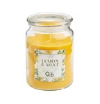 SCENT de Q.b. by MOPITA, Bougie parfumée en pot en verre avec couvercle, parfum citron & Mint, durée 85-95 heures, 510 g, 10 x 10 x 14,5 cm