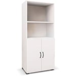 Armoire Multifonction Catter House Atenas 143 de 60x32x143 cm avec 2 Étagères, 2 Portes Inférieures et de Couleur Blanche