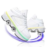 JYHGX Roller skates girls Automatic Walking Shoes Invisible Deformation Roller Shoes 2 in 1 Removable Pulley Skates Skating with Double Row Deform Wheel