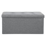 Swanew - Tabouret de rangement Banc Coffre de Rangement Pliable 76cmx38cmx38cm Pouf Repose pieds Canapé Pouf avec Coffre de Rangemen Gris