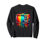 Dripping Paint Vintage Television TV Retro 70s 80s Sweatshirt