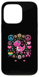 Coque pour iPhone 13 Pro Peace Love Cure T-Rex Dinosaure Sensibilisation au cancer du sein