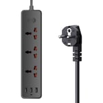 Tonchean - Multiprise Electrique usb avec 3 prises secteur + 3 ports usb-a, Multiprise Bureau usb avec Interrupteur Cordon de 1.2m Protection contre