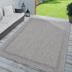 TT Home Tapis Jardin Tapis Exterieur Terrasse Cuisine Unis Bordure Modern, Couleur: Gris, Dimension:300x400 cm