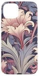 Coque pour iPhone 15 Plus Motif floral Art nouveau crème, mauve, bleu marine, stylisé