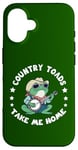 Coque pour iPhone 16 Country Toads Take Me Home, crapaud cowboy cool jouant de la musique