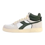 Diadora Mixte Magic Basket Demi Cut Suede Leather Chaussure de Gymnastique, White Dark Forest, 37 EU