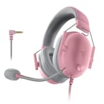 Razer BlackShark V2 X - Multi-Platform Wired Esports Headset (Triforce 50 mm Drivers, Advanced Passive Noise Cancellation, 7.1 Surround Sound, Hyperclear Cardioid Mic) Quartz Pink