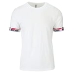 Moschino Mens Taped Sleeve Logo White T-Shirt material_cotton - Size Large