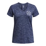 Under Armour Womenss Tech Twist Crest V-Neck T-Shirt in Navy - Size UK 4-6 (Womens)