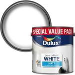 Dulux Pure Brilliant White Matt Paint - 3L  Walls Ceilings Modern Flat Finish