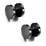 2-pack Svart Fake Plug Fejk Töjning Örhänge Piercingsmycke - 10mm svart