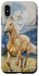 Coque pour iPhone XS Max Aquarelle Running Palamino Horse in Meadow