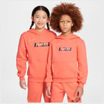 Nike Hettegenser Club Fleece Erling Haaland Personal Edition - Wild Mango/oransje Barn, størrelse L: 147-158 cm