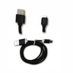 Nokia Lumia 1520 Câble Data NOIR 1M en nylon tressé ultra Résistant (garantie 12 mois) Micro USB pour charge, synchronisation et transfert de données by PH26 ®