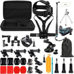 Accessories Pack 45 En 1 Kit Selfie Bâto,Étui De Transport Pour Gopro Hero 8 Hero 7 Noir Argent Blanc/6/5/4/3+/3/Hero(2018)/Fusion Crosstour Campark Nouveau Apeman Wimius Tectectec Yi 4K Akaso