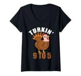 Womens Turkin 9 To 5 Funny Thanksgiving Turkey Turkin 9-5 Women V-Neck T-Shirt