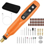 Mini outil multifonction, 55 accessoires, 5 vitesses, rechargeable par usb, orange/noir