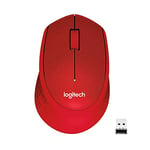 Logitech M330 SILENT PLUS Wireless Mouse, 2.4GHz with USB Nano Receiver, 1000 DPI Optical Tracking, 2-year Battery Life, Compatible with PC, Mac, Laptop, Chromebook - Red