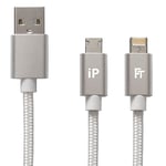 FeinTech DUB10002 hybride 2 en 1 Lightning USB Micro Câble de données/charge pour Smartphone Android/Apple iPhone iPad 1 m Blanc