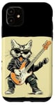 Coque pour iPhone 11 Guitare à bascule Chat pour guitare électrique Amoureux des animaux