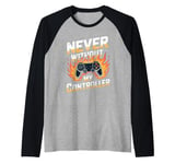 Never Without My Controller Retrogaming Video Game Gift Raglan Baseball Tee