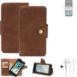 Wallet Case for Nokia C21 Protective Cover + earphones Cell Phone bag Brown