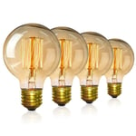 4-pack Vintage Edison glödlampor-dimbar skruv-glödlampa-globe glödlampor-lampa varmt ljus 40w G80 E27 220V[Energiklass A]