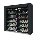 Mondeer Armoire à Chaussures, Meuble à Chaussures, Étagères à Chaussures Étanche 6 Couches pour 36 Paires de Chaussures Armoire en Tissus, Rangement de Chaussures avec Housse, Noir