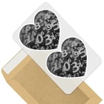 2 x Heart Stickers 10 cm - BW - Number Art Maths Physics #35091