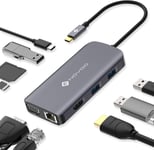 Docking Staion Usb C Hub 9-En-1,Adaptateur Usb C Vers Hdmi 4K X2,Vga,Gigabit Ethernet,Usb 3.0 X3,Sd/Tf Port,Pd 3.0 100W,Station D'Accueil Pour Macbook Pro/Air M1 M2