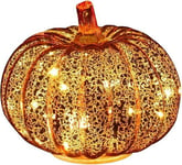 Halloween Pumpkin Lamp LED ajastinlasilla Pumpkin Autumn ja kodin sisustus, kulta, 5,5 tuumaa