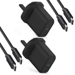 LOVEAI 2 PACK Samsung Phone Fast Charger Plug and Cable 1M, USB Type C Plug and USB C to C lead for Samsung Galaxy S23/S23+/S22/S21/S21fe/S20/S20fe/A12/A14/A13/A33/A34/A53/A54/S10/S9