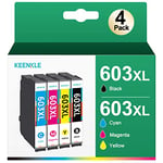 603 XL Multipack Cartouche d'encre Compatible pour Epson 603 603XL pour Expression Home XP-4155 XP-3100 XP-2100 XP-4100 Workforce WF-2830 WF-2850 （4-Pack）