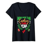 Womens Baking More Than Cookies This Year Funny Christmas Pregnancy V-Neck T-Shirt