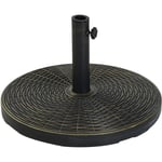 Outsunny - Pied de parasol rond base de lestage ø 53 x 35,5 cm résine imitation rotin poids net 25 Kg noir bronze