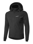 INBIKE Veste Softshell Homme Hiver Polaire Extérieure à Capuche Coupe Vent Blouson Chaud Outdoor Randonnée Velo VTT Jogging Sport de Plein Air Noir L