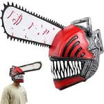 Anime Chainsaw Man Cosplay Skräck Latex Mask Halloween Blodig Pochita Denji Läskig Hjälm Huvudbonad Maskeradfest Kostymrekvisita