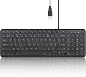 Periboard-213U, Clavier Compacte Silencieux Filiare ¿ Clavier Chiclet Avec Touches Ciseaux Silencieuses Et Touches Multimédia Pour Windows-Azerty Français-Noir