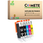 COMETE CONSOMMABLE 525 / 526 Pack de 5 Cartouches d'encre compatibles avec CANON PGI-525 CLI-526 525 526 XL 1 Noir + 1 photo Noir + 1 Cyan + 1 Magenta + 1 Jaune