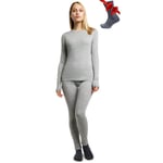 sous-Vêtements Thermiques Femme Laine Mérinos - Chaud Merino sous Vêtement Thermique Femme, Respirante Laine Merinos Pantalon Bas Et Maillot De Corps Femme (Medium, 250 Gray Heather)